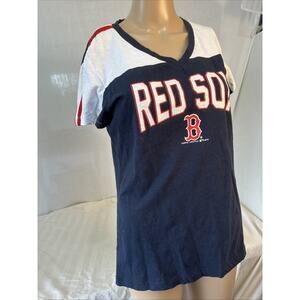 Boston Red Sox T Shirt Top Blue White Red fitted Womens Sz M